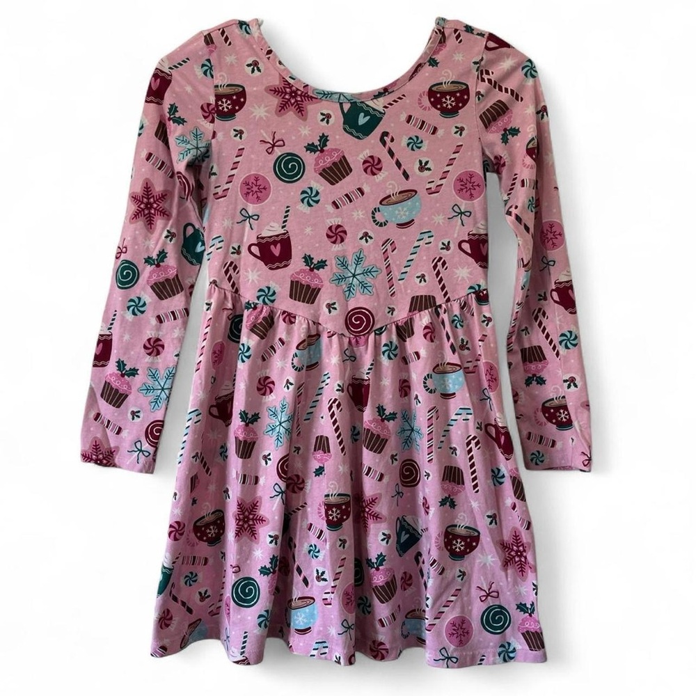 Girls Large 10-12 Children’s Place Long Sleeve Pink Holiday Babydoll Dress